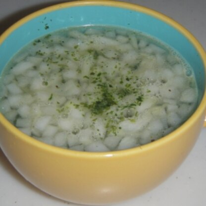 朝食に。薄切りじゃなくてみじん切りにしちゃいましたが、とても美味しかったです。
ごちそうさまでした！